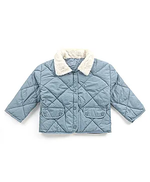 Kookie Kids Cotton Full Sleeves Padded Jacket Solid Colour - Blue