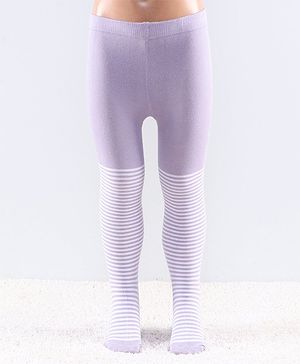 Cutewalk by Babyhug Anti Bacterial Tights Stripes Design - Orchid Bouqet