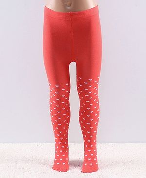 Cutewalk by Babyhug Anti Bacterial Tights Heart Design - Red