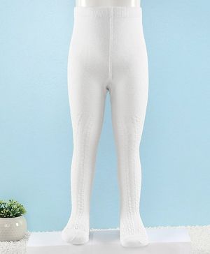 Cute Walk by Babyhug Full Length Anti-Bacterial Solid Tights - White