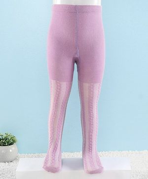 Cute Walk by Babyhug Full Length Anti-Bacterial Solid Tights - Orchid Bouqet