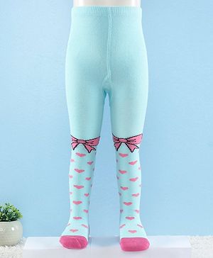 Cute Walk by Babyhug Full Length Anti-Bacterial Heart Printed Tights - Aque