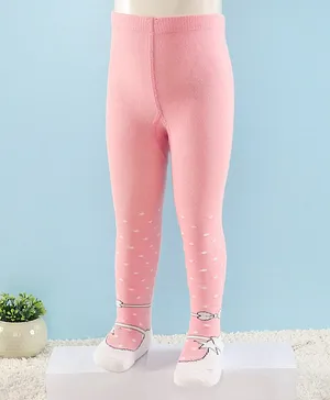 Cute Walk by Babyhug Full Length Anti-Bacterial Dotted Tights - Candy Pink