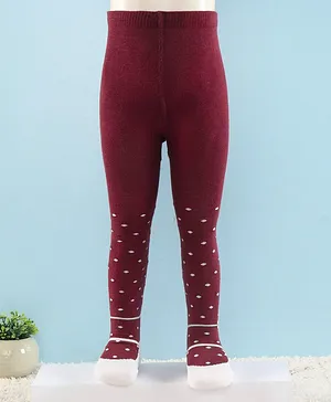 Cute Walk by Babyhug Full Length Anti-Bacterial Dotted Tights - Barbados Cherry