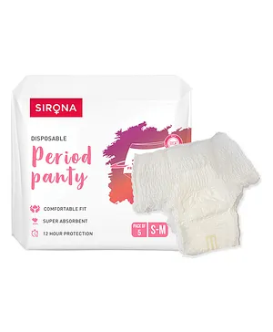 Sirona Disposable Period Panty for Women (S-M), 360 Protection - 5 Panties