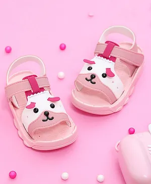 Yellow Bee Puppy Detail Casual Sandals - Pink