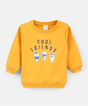 Bonfino Full Sleeves Sweatshirt Text Print - Yellow