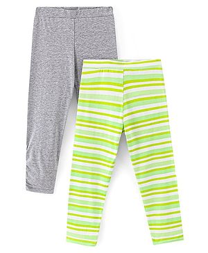 Pine Kids Full Length Leggings Pack of 2 - Green Light Grey