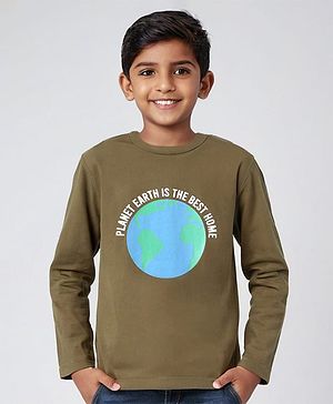 Pine Kids Full Sleeves Biowashed T-Shirt Multiprint - Green