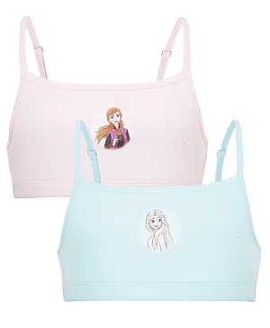 Charm n Cherish Pack Of 2 Frozen Disney Princess Anna & Elsa Print Beginners Bras - Pink & Blue