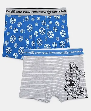 Charm n Cherish Pack Of 2 Striped & Captain America Printed Briefs - Grey & Blue