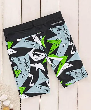 Lobster Short Length Swimming Trunks Abstract Printed - Black