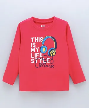 OHMS Full Sleeves T-Shirt Text Print - Pink