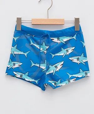 LC Waikiki Above Knee Length Swim Shorts Shark Print- Blue