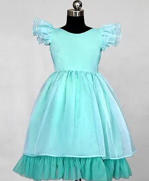 HEYKIDOO Short Sleeves Solid Layered Dress - Blue