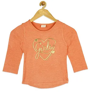 Tiny Girl Full Sleeves Smiles Print Top - Peach