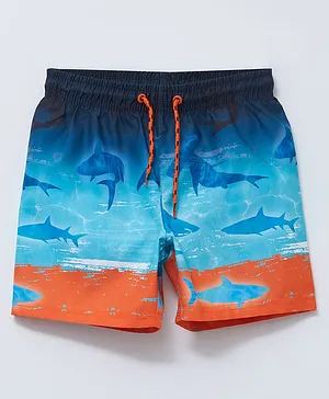 LC Waikiki Above Knee Length Swim Shorts Shark Print- Blue