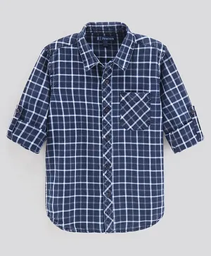 Pine Kids Full Sleeves Softener Wash Check Shirt - Blue