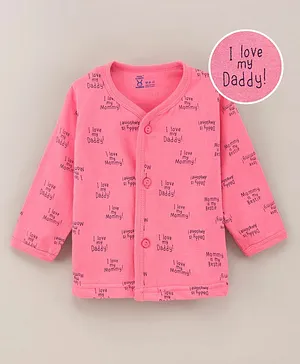 Pink Rabbit Cotton Knit Full Sleeves Printed Vest - Pink
