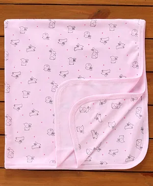 Pink Rabbit Baby Towel Bunny Print - Light Pink