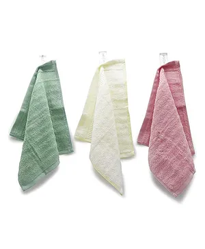 Mush Bamboo Washcloth || Ultra Soft, Absorbent, Anti-Microbial || Multipurpose - New Born Bath Face Towel / Natural Baby Wipes for Delicate Skin | 14 x 14 Inches (Green, Pink, Cream)