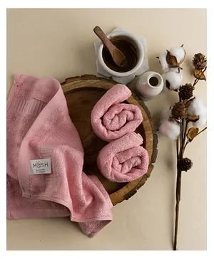 Mush Bamboo Washcloth || Ultra Soft, Absorbent, Anti-Microbial || Multipurpose - New Born Bath Face Towel / Natural Baby Wipes for Delicate Skin | 14 x 14 Inches (Pink)
