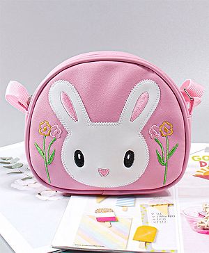 Babyhug Free Size Sling Bag With Floral Embroidery & Bunny Patch - Pink