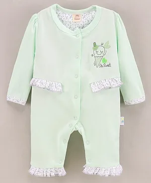 Mini Taurus Cotton Knit Full Sleeves Rompers Happy Ice-Cream Embroidered - Mint