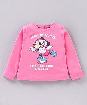 Babyhug Full Sleeves Tee Minnie Mouse Print - Light Pink