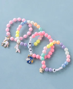 Babyhug Bracelets With Unicorn Charms Pack of 4 - Multicolor