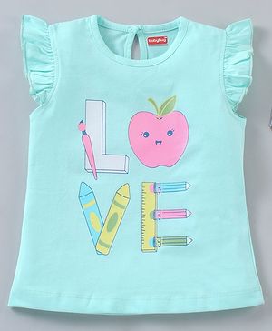 Babyhug Half Sleeves Tee Text Print - Sky Blue
