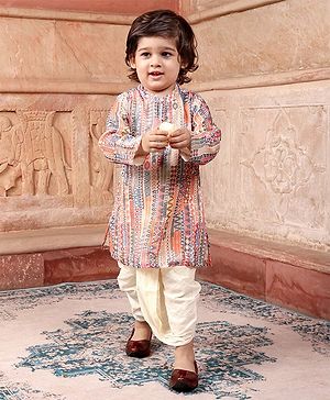Babyhug Full Sleeves Kurta and Dhoti Set Printed - Multiclour