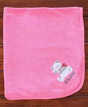 Simply Woven Bath Towel Teddy Placement Print - Pink