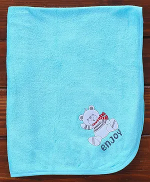 Simply Woven Bath Towel Teddy Placement Print - Aqua Blue