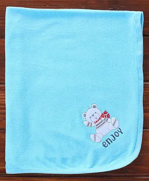 Simply Woven Bath Towel Teddy Placement Print - Sky Blue
