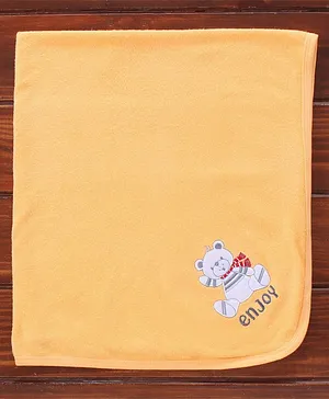 Simply Woven Bath Towel Teddy Placement Print - Mango Yellow