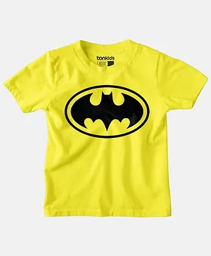 Bonkids 100% Cotton Half Sleeves DC Comics Justice League Batman Printed Tee - Lime Yellow