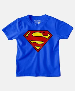 Bonkids 100% Cotton Half Sleeves DC Comics Justice League Superman Printed Tee - Royal Blue