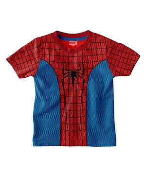 Bonkids 100% Cotton Half Sleeves Marvels Avengers Spider Man Printed Tee - Red