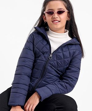 Pine Kids Hooded Full Sleeves Padded Jacket Solid- Navy Blue