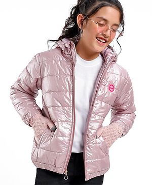 Pine Kids Full Sleeves Padded Hooded Jacket for Moderate Winter - Pink