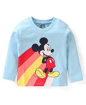 Babyhug Full Sleeves T-Shirt Mickey Mouse Print - Blue