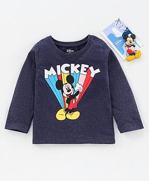 Babyhug Full Sleeves T-Shirt Mickey Mouse Print - Navy Blue
