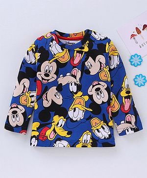 Babyhug Full Sleeves T-Shirt Mickey Mouse Print - Blue