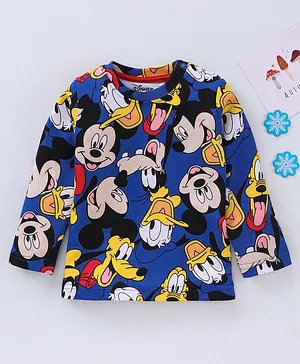 Babyhug Full Sleeves T-Shirt Mickey Mouse Print - Blue