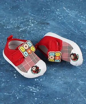Jazzy Juniors Bob Dog Patched Checked Velcro Shoes - Red