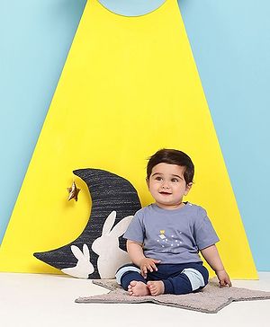 Mi Arcus Half Sleeves Galaxy Glow In Dark Printed Tee - Blue