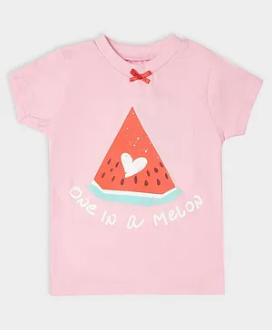 Mi Arcus Short Sleeves One In A Melon Chest Printed Tee - Pink