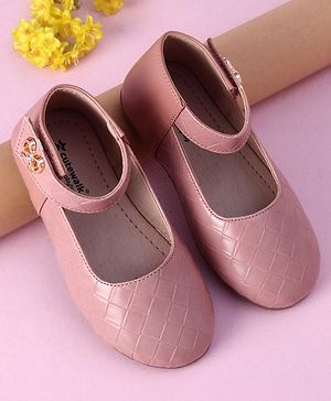 Cute Walk by Babyhug Slip On Bellies with Bow Motif & Velcro Closure - Peach