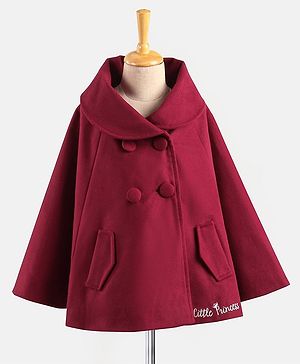 Babyhug Full Sleeves Solid Woven Trench Coat- Maroon